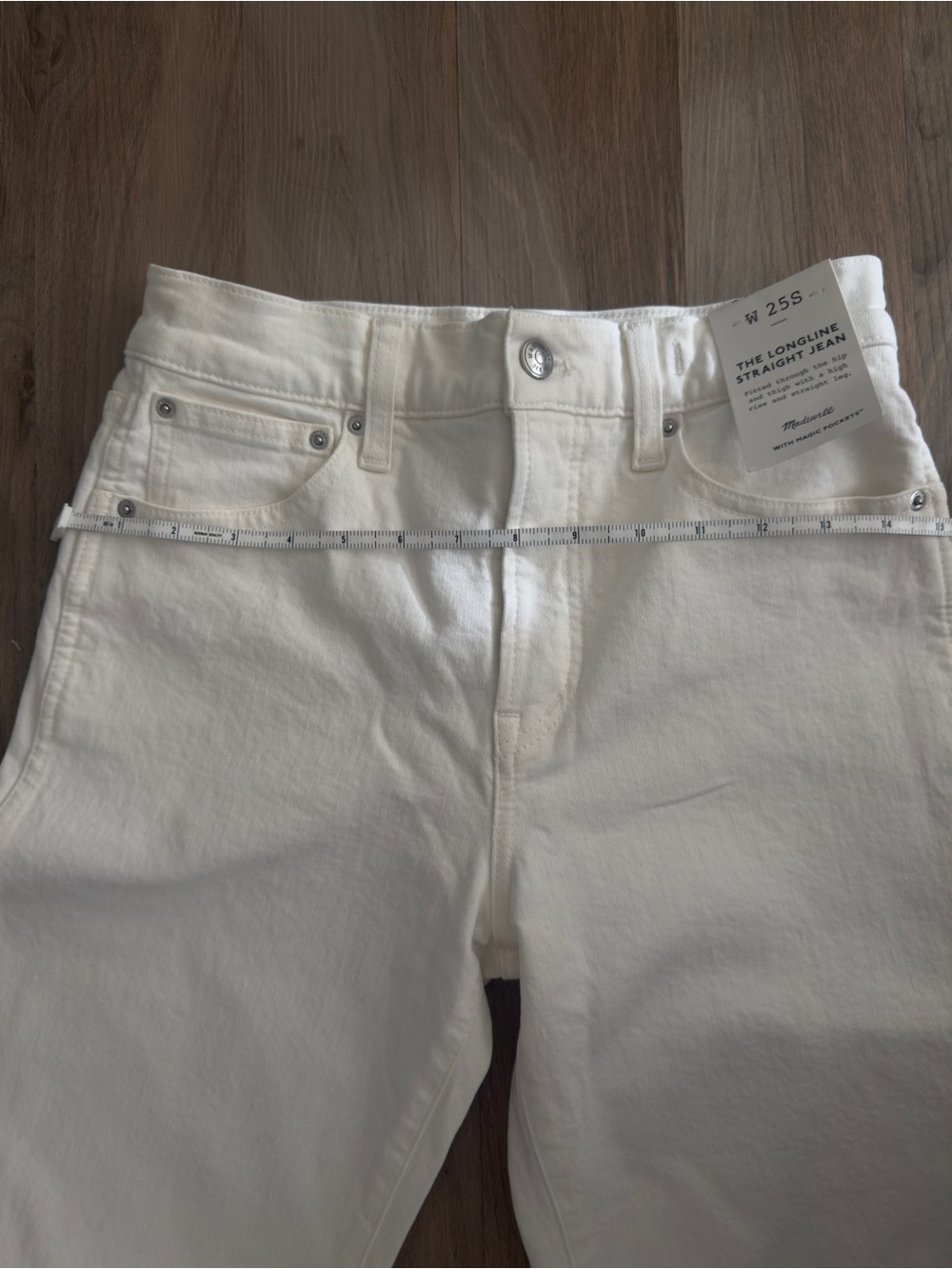 Madewell The Short Longline Straight Jeans in Tile White - Size 25S - Picture 7 of 8